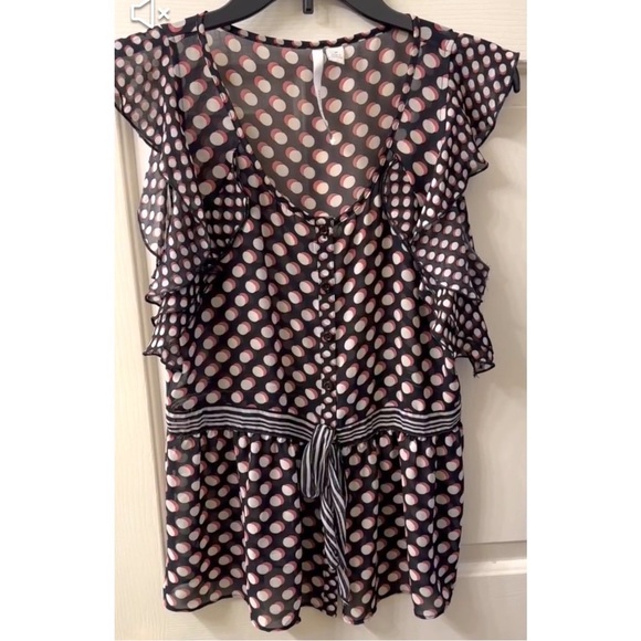 Lauren Conrad Rockabilly Top Peplum Pinup Silhouette Ruffle Polka Dot Medium - Picture 4 of 16